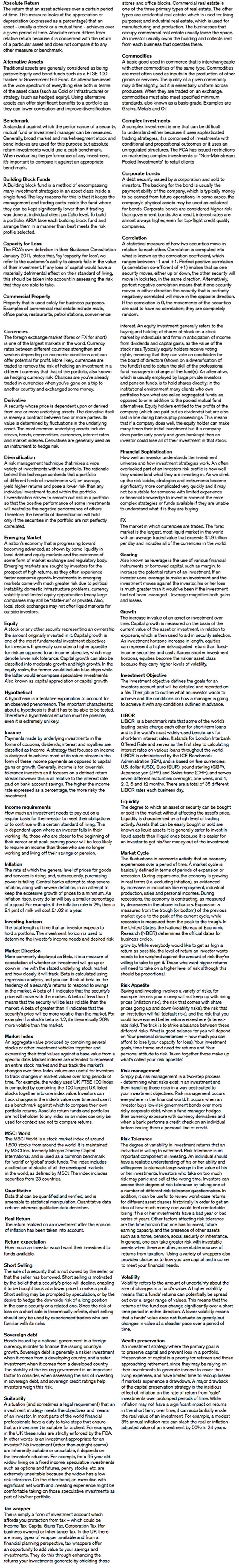 Glossary of terms
